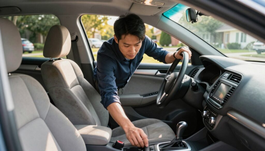 Inspecting the interior condition of a used car Inspecting the interior condition of a used car